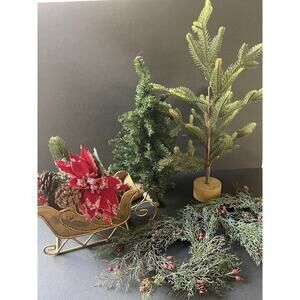 Christmas Decor Holiday Bundle Tree Candle Ring Sleigh Centerpiece